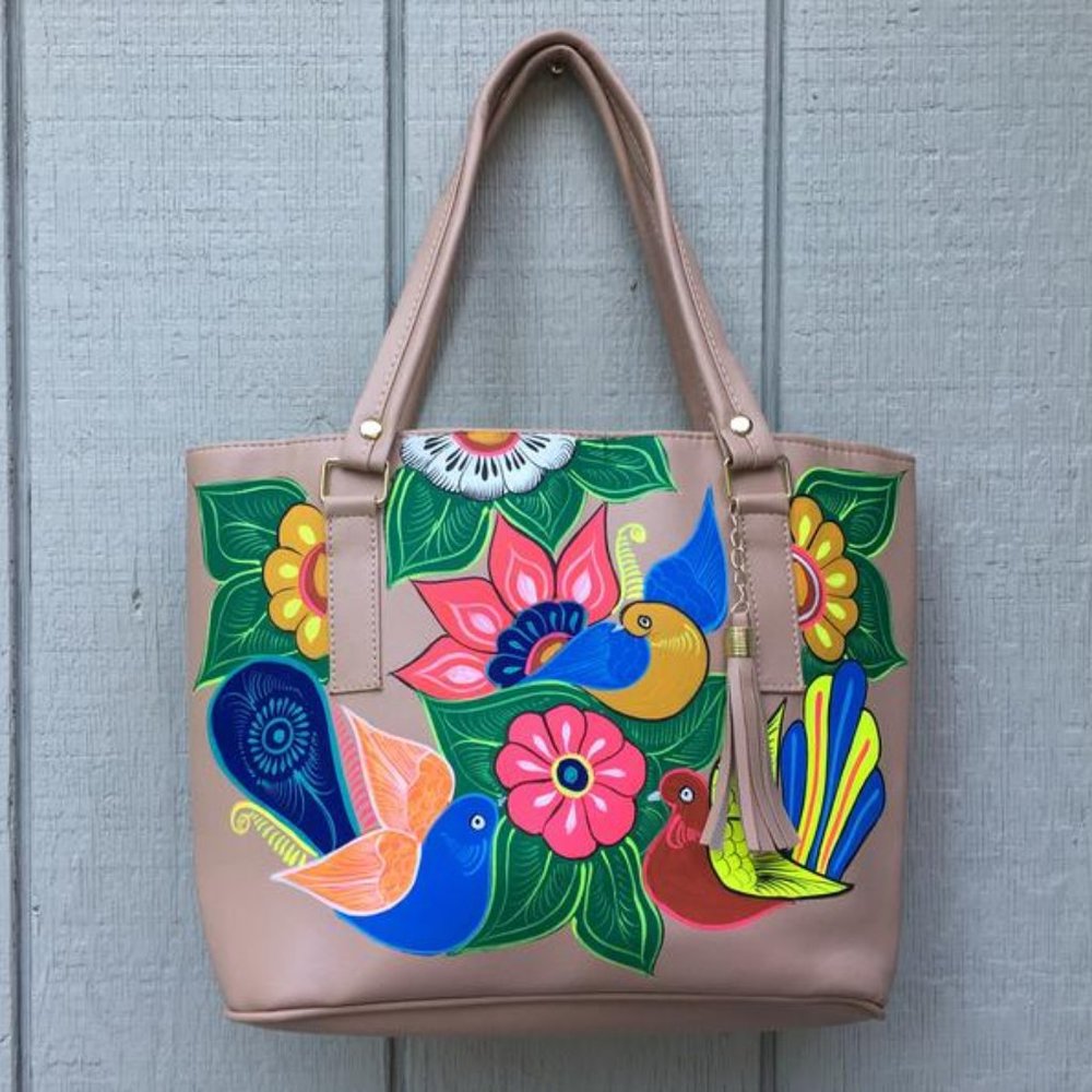 Hand Painted Mexican Tote Bag